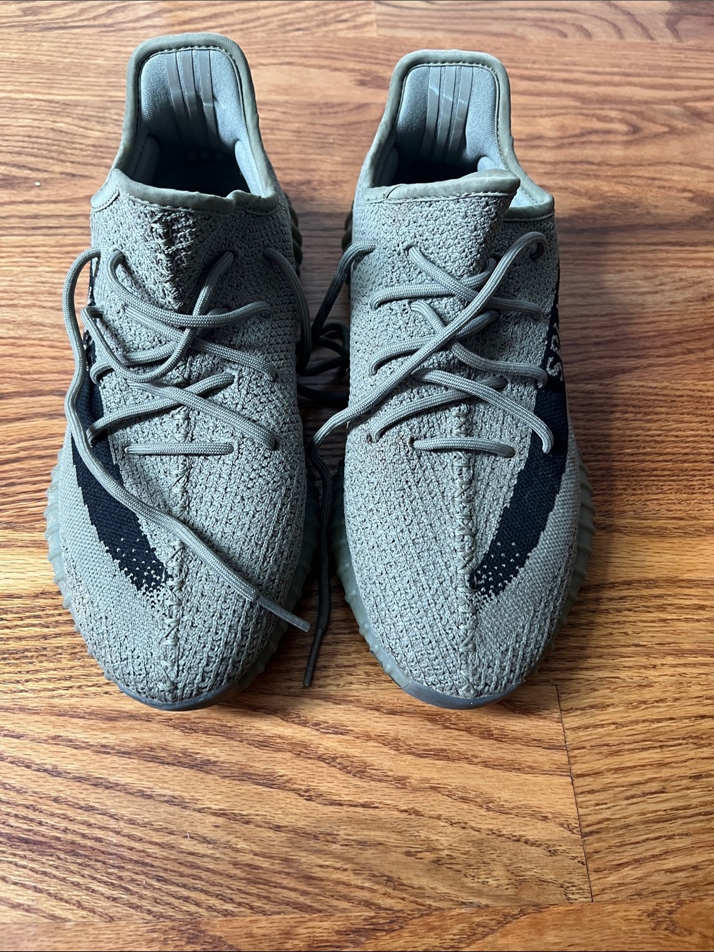 Yeezy 350 Men's Olive Green Knit Lace-Up Sneakers